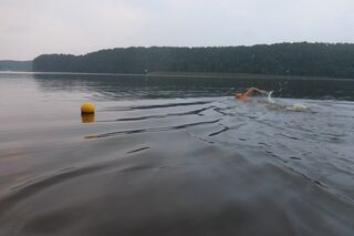 Anke Höhne beim Start ihres Versuches