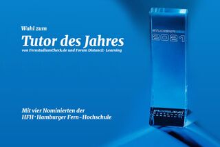 Preis vor blauem Hintergrund und weißer Schrift