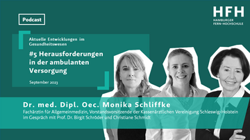 Titelbild Gesundheitswesen-Podcast Folge 5 mit drei Protagonistinnen
