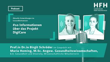 HFH-Podcast zum Gesundheitswesen, Folge 10: Forschungsprojekt DigiCare Cover zur Folge 10 des HFH-Podcasts zum Gesundheitswesen: Forschungsprojekt DigiCare