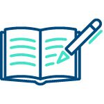 Ein Schreibheft mit Stift
