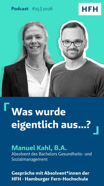Titelfolie Podcast "Was wurde eigentlich aus... Manuel Kahl". Alumni-Podcast Folge 25.