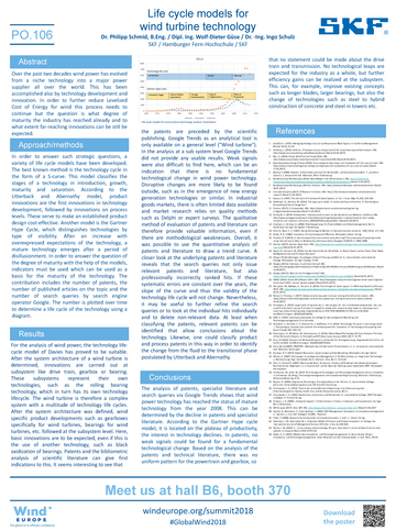 Poster "Life cycle models for wind turbine technology", Dr. Philipp Schmid, Dipl.-Ing. Wolf-Dieter Güse, Dr.-Ing. Ingo Schulz Poster "Life cycle models for wind turbine technology", Dr. Philipp Schmid